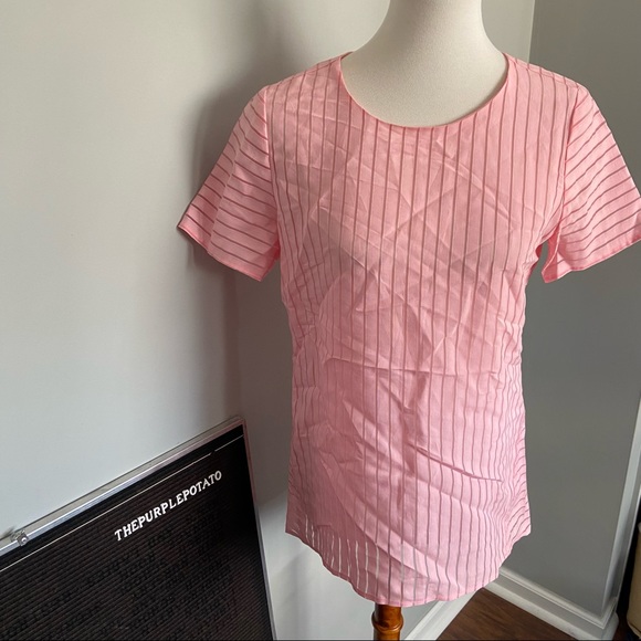 J. Crew Tops - J.Crew Light Pink Shadow Stripe Blouse Size 2